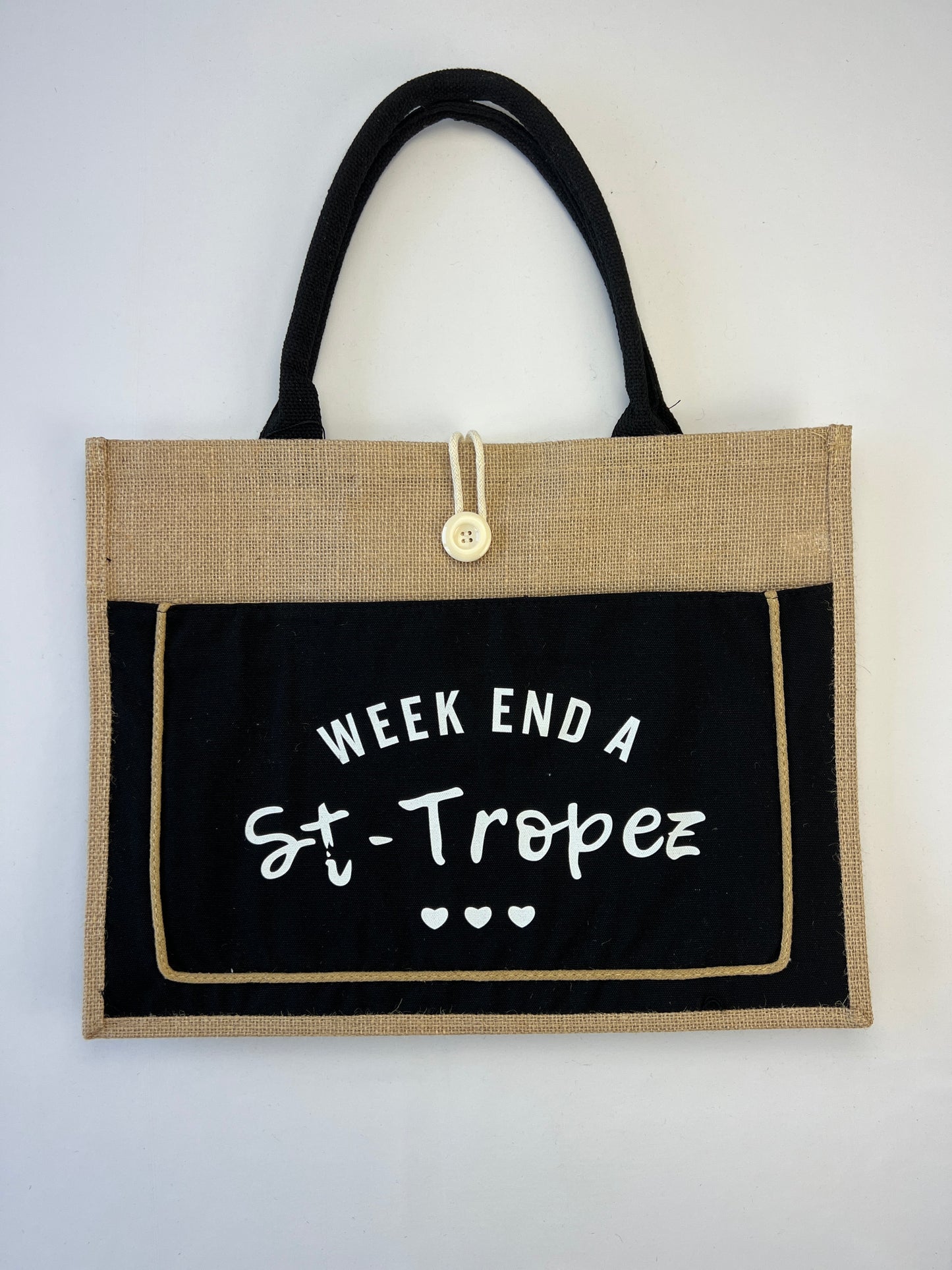 Sac Toile De Jute "Saint Tropez" 3 Cœurs à Poches 100% Lin