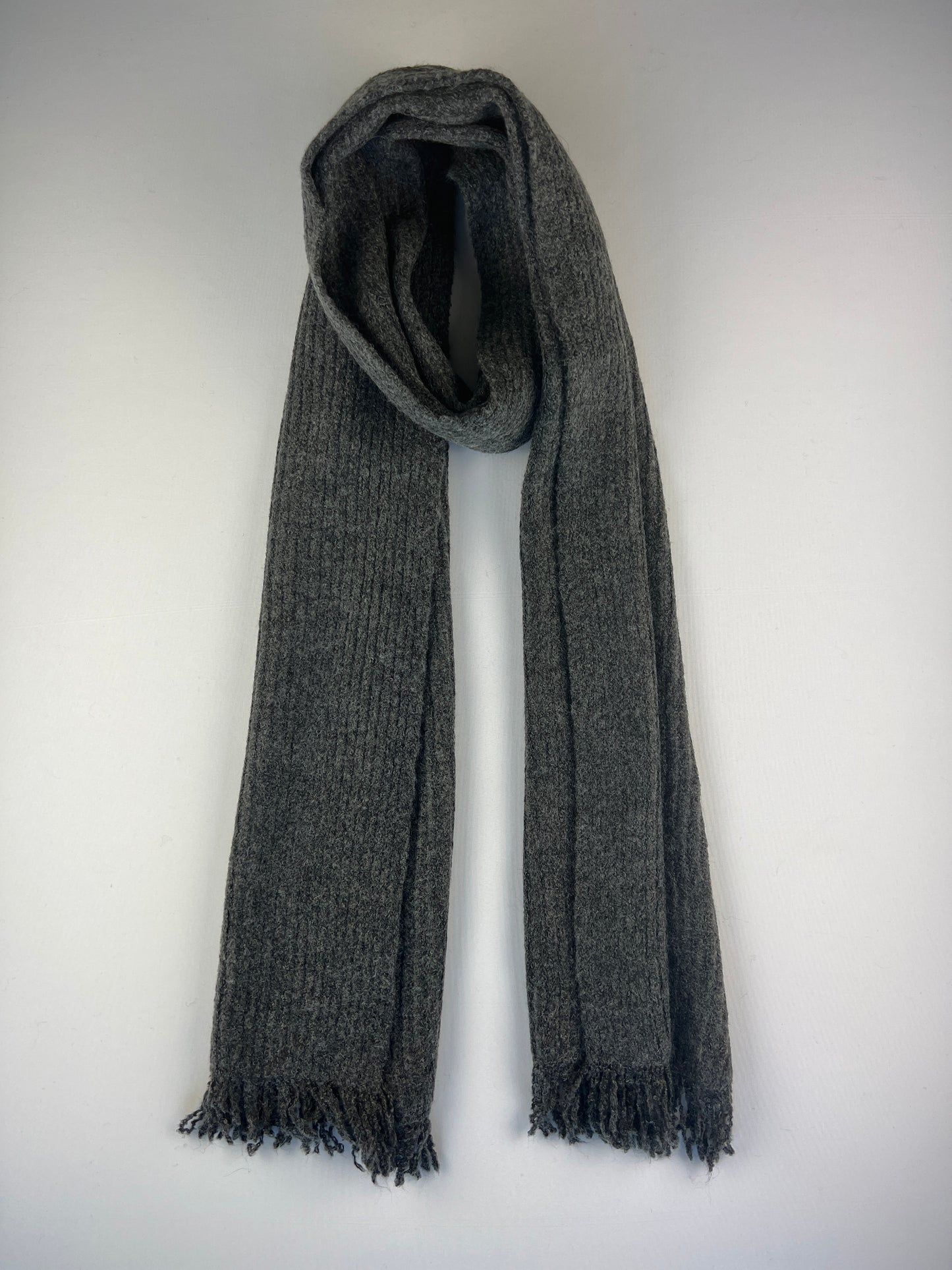 Ensemble Écharpe Bonnet Mitaines Côtelé à Franges 40% Laine