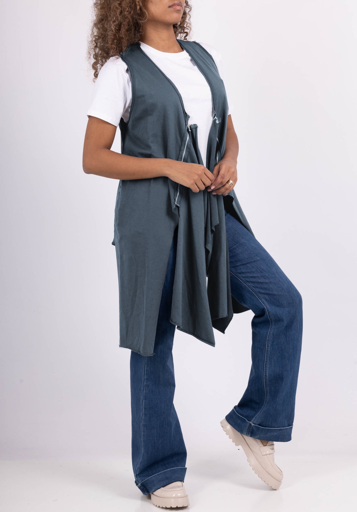 Gilet Long Extension Détachable Zippé 100% Coton