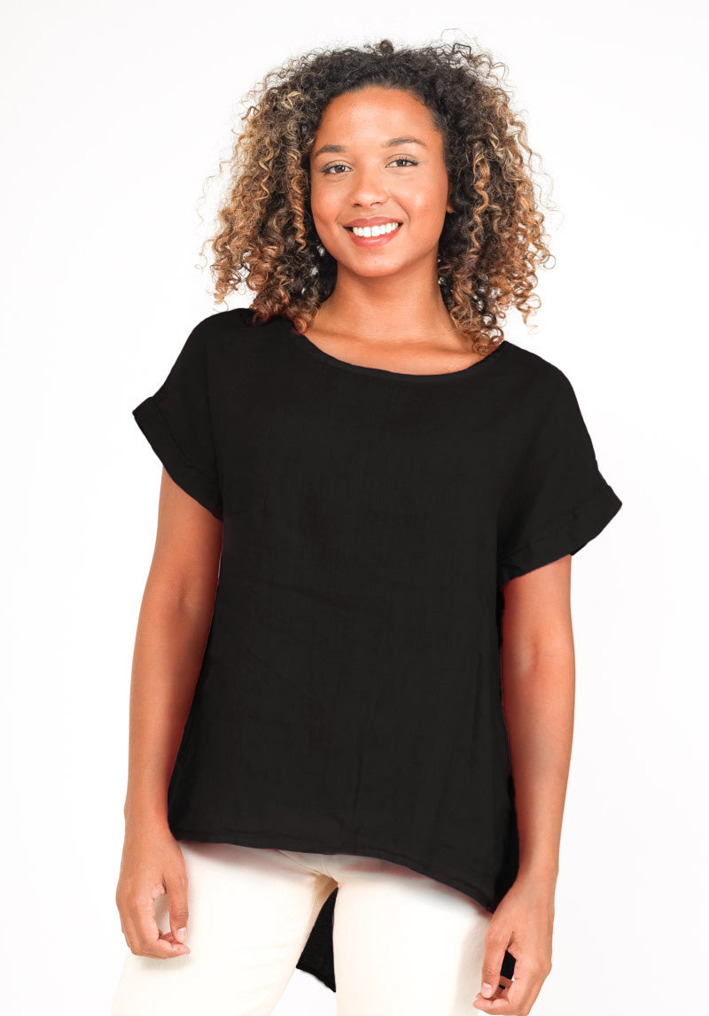 T-Shirt Ouverture Dorsale Boutonnée 100% Lin