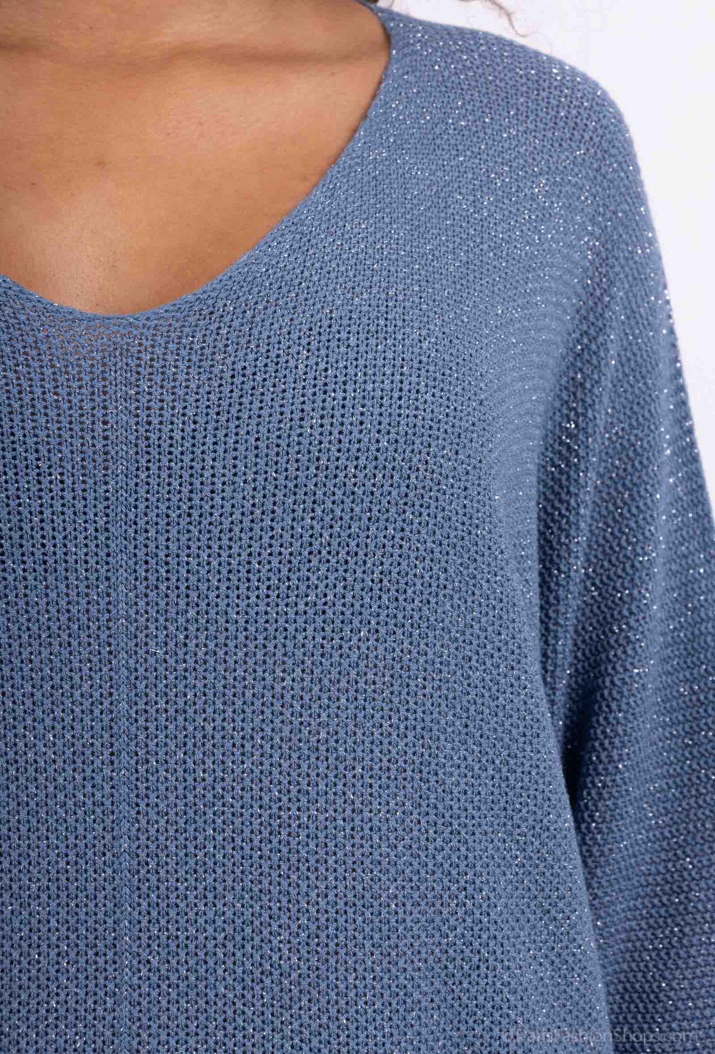 Pull en Maille Col V à Fil Brillant Modal Acrylique