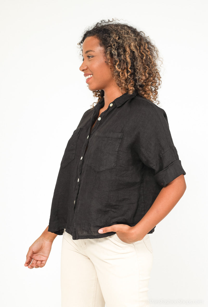 Chemise Coupe Droite Simple 100% Lin