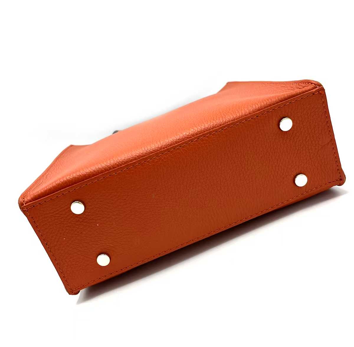 Sac Cabas Bicolore Cuir Grainé Rigide Bandoulière Détachable Ajustable