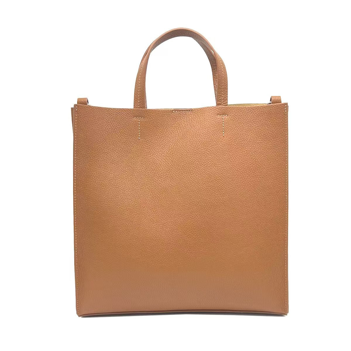 Grand Sac Cabas Cuir Grainé Double Compartiment Pochette Bandoulière
