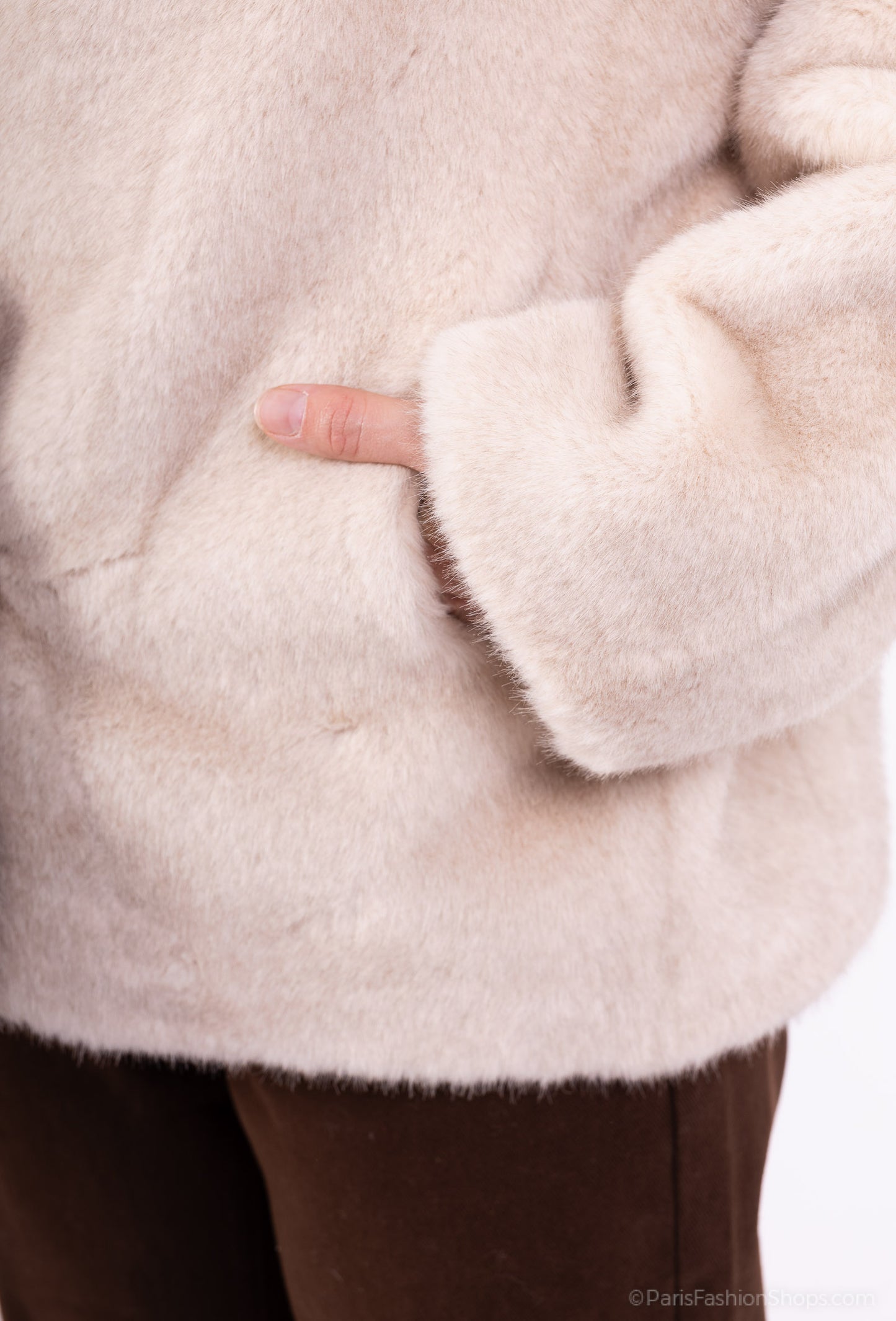 Manteau Fausse Fourrure Col Tailleur Boutonnage Double