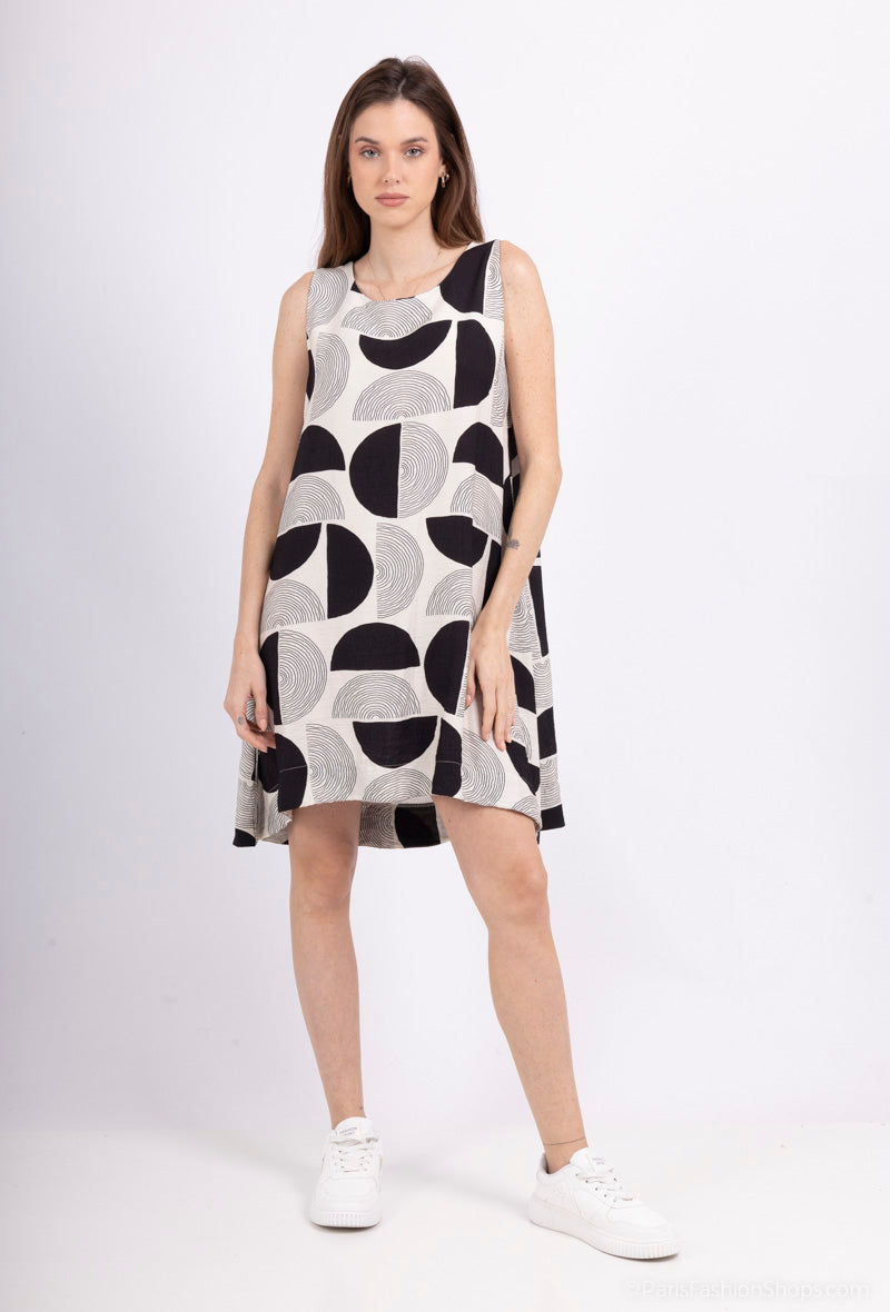 Robes Motifs Cercles Longueur Mi-Cuisse