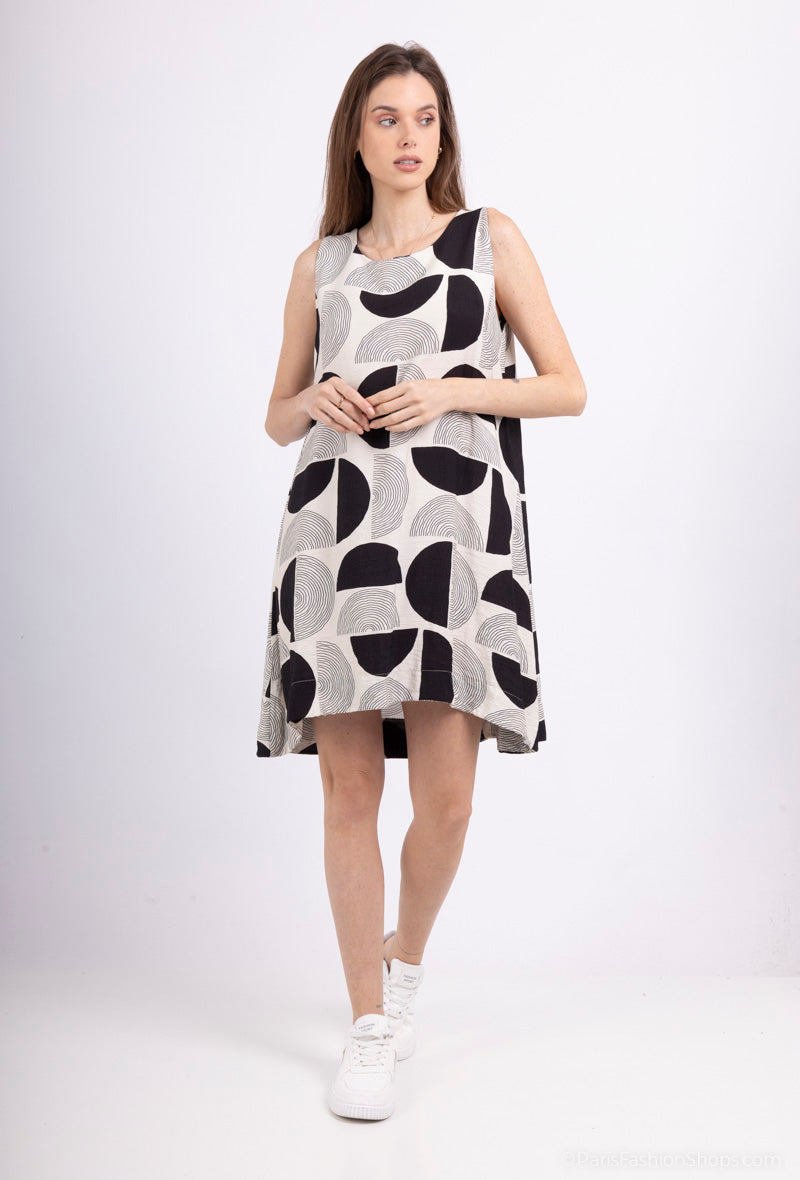 Robes Motifs Cercles Longueur Mi-Cuisse