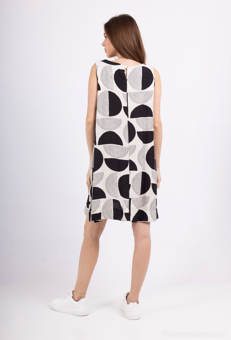 Robes Motifs Cercles Longueur Mi-Cuisse