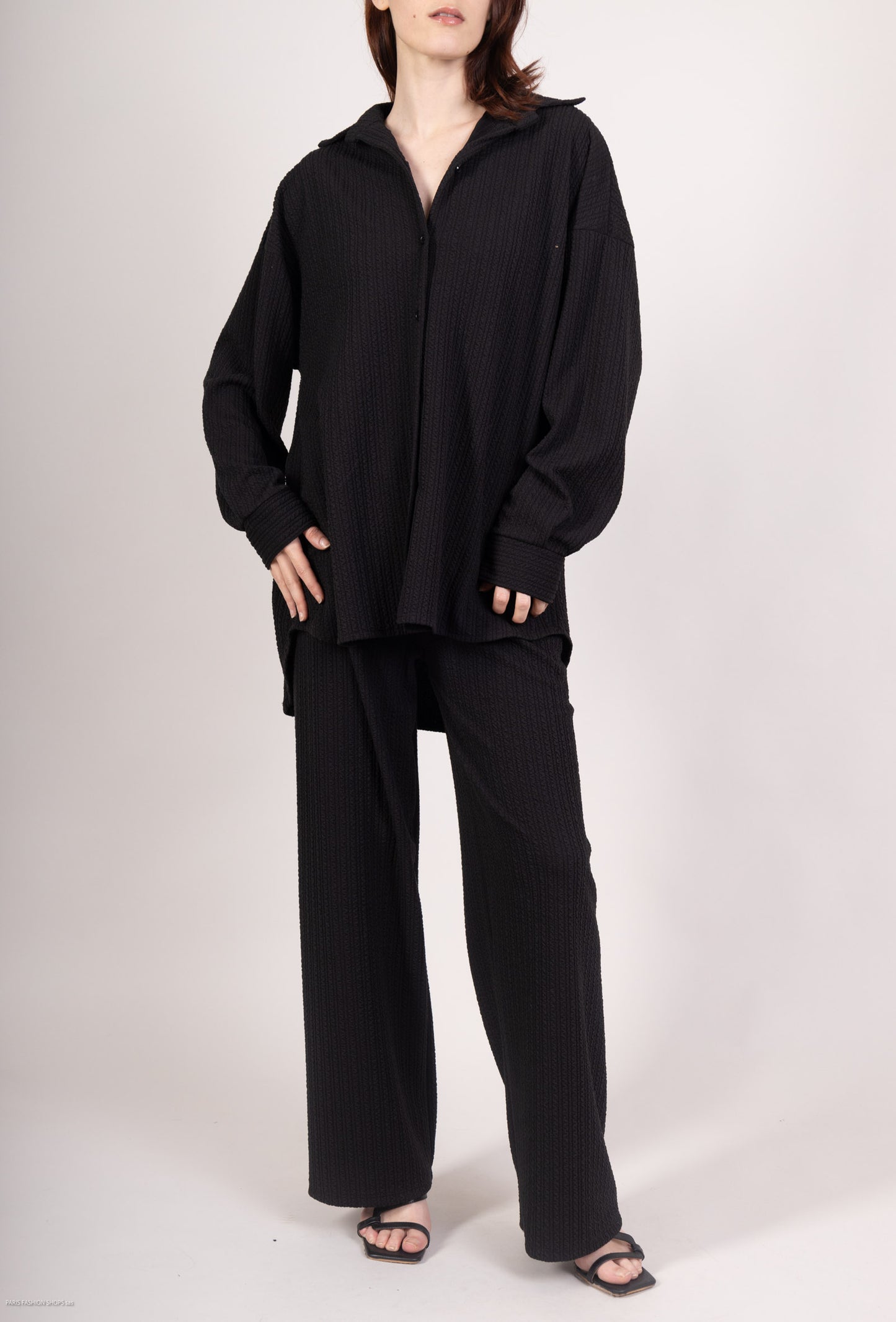 Ensemble Chemisier & Pantalon Large Confort Effet Relief