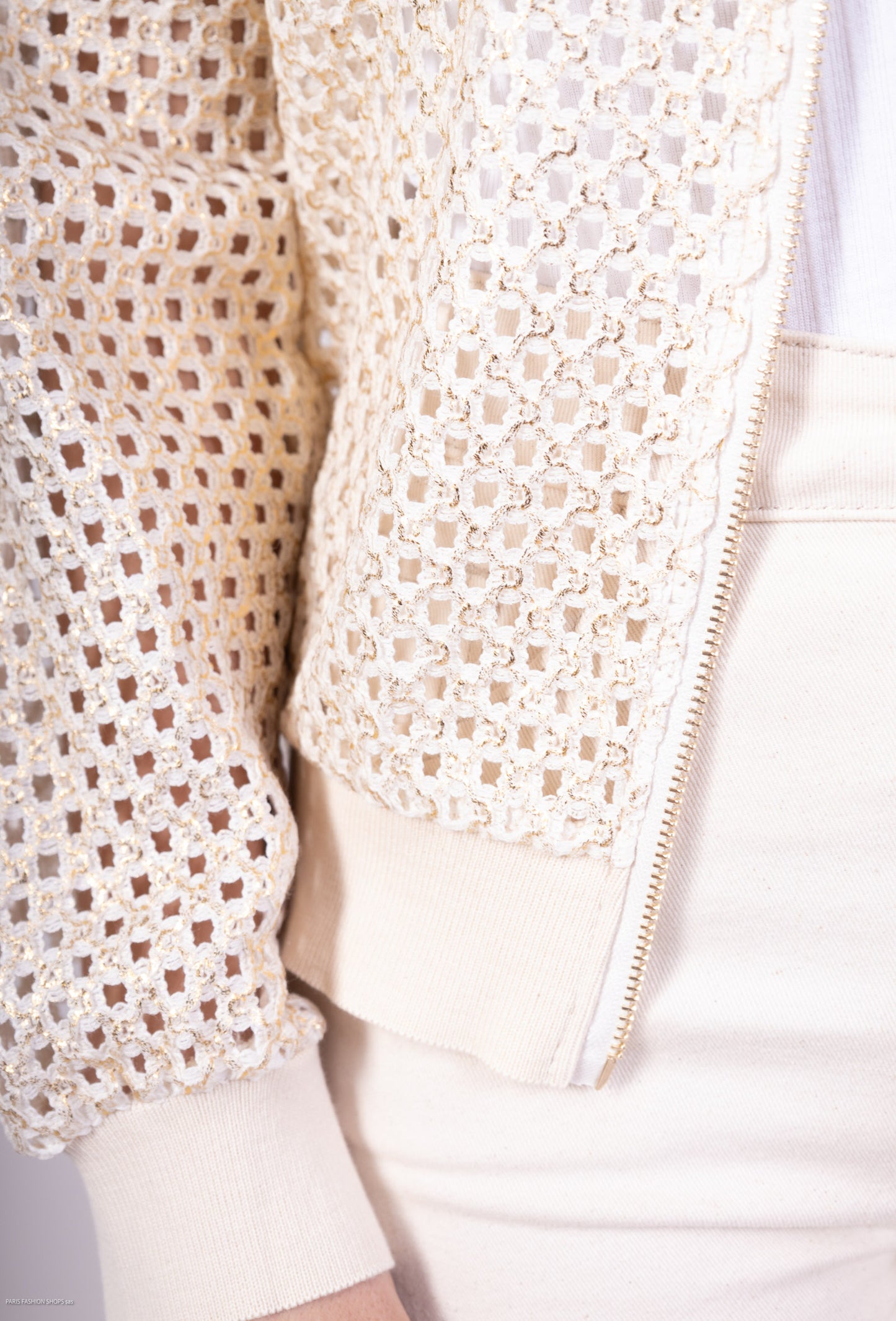 Blouson Maille Large Accents Dorés Coton/Polyester