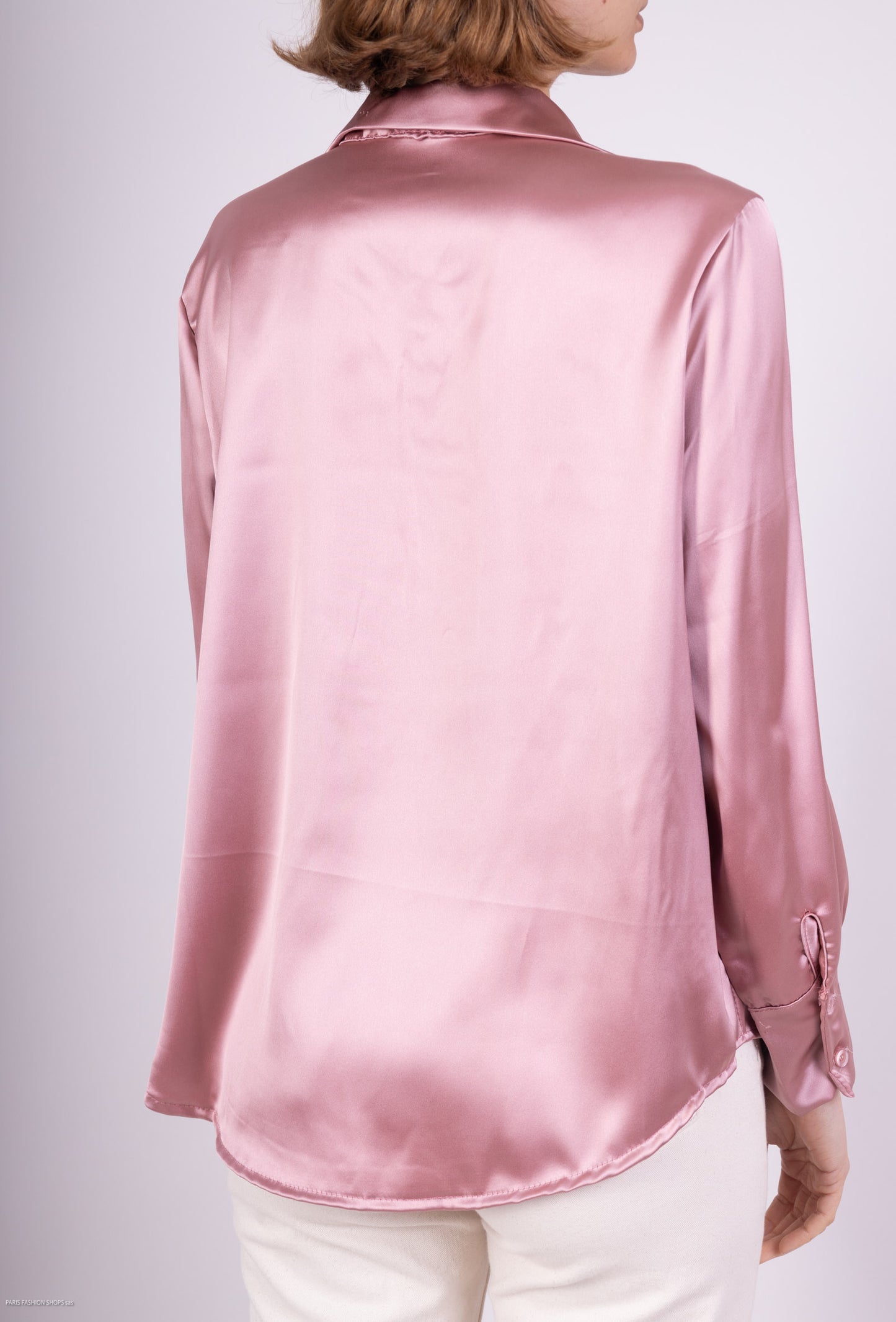 Chemise Coupe Droite Simple Manche Boutonnée Satin