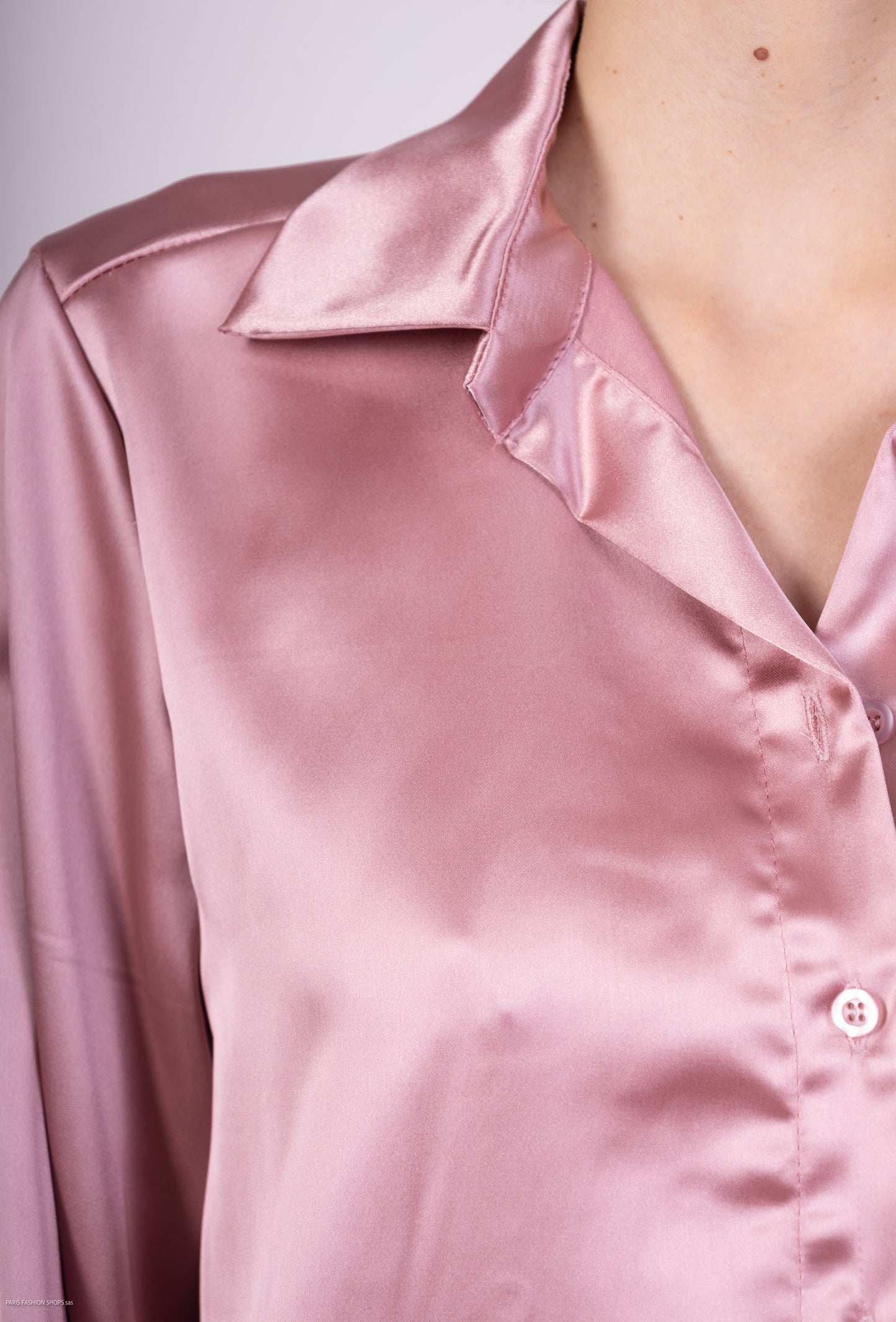 Chemise Coupe Droite Simple Manche Boutonnée Satin