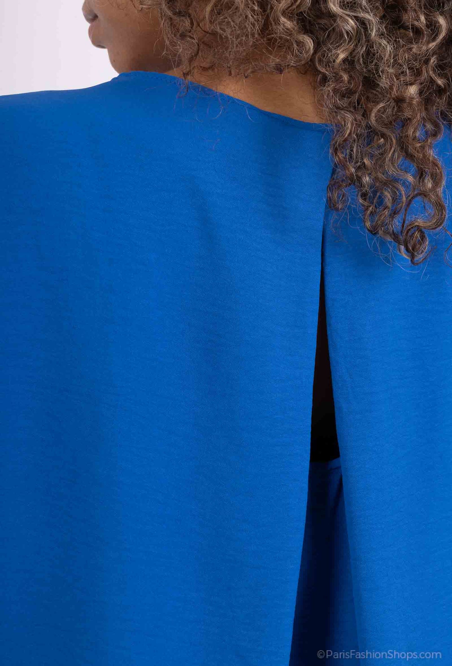T-Shirt Manche Longue Cropped Fente Col Dos Goutte D'Eau