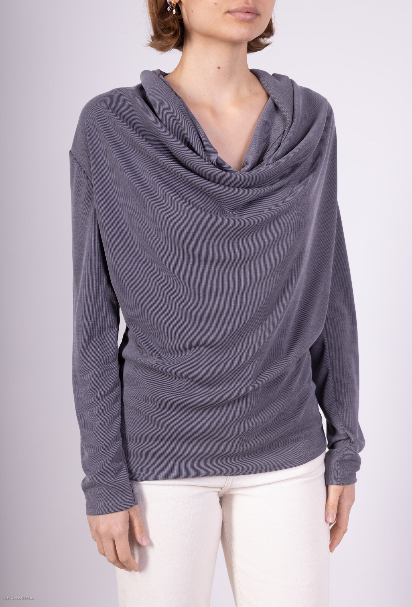 T-Shirt Manche Longue Col Bénitier Viscose