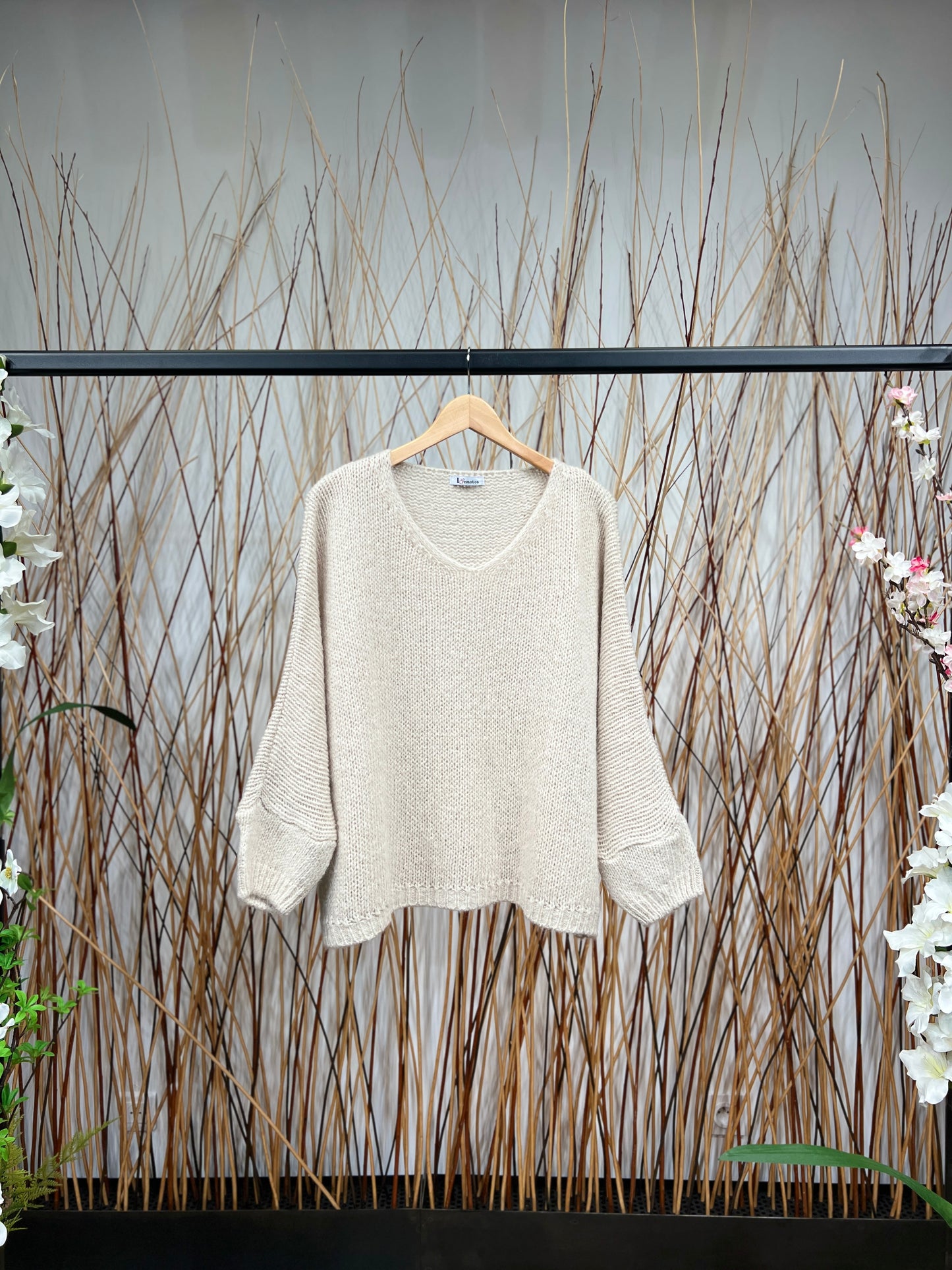30% Mohair Ribbed Long Sleeve Wide Knit Sweater