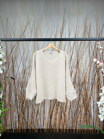 30% Mohair Ribbed Long Sleeve Wide Knit Sweater
