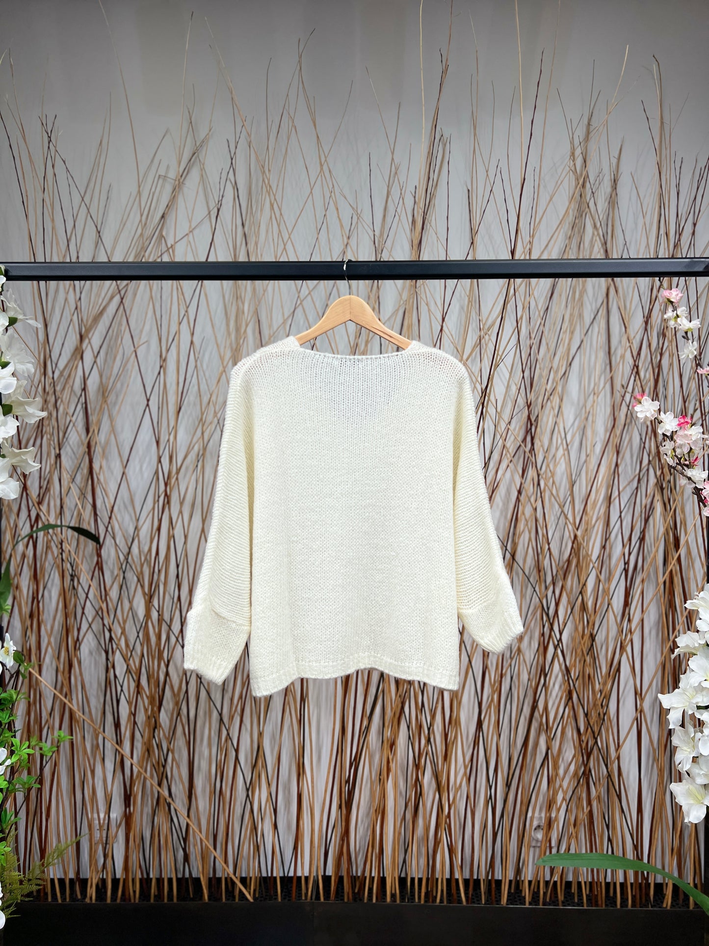 30% Mohair Ribbed Long Sleeve Wide Knit Sweater
