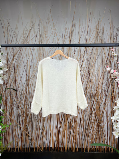 30% Mohair Ribbed Long Sleeve Wide Knit Sweater
