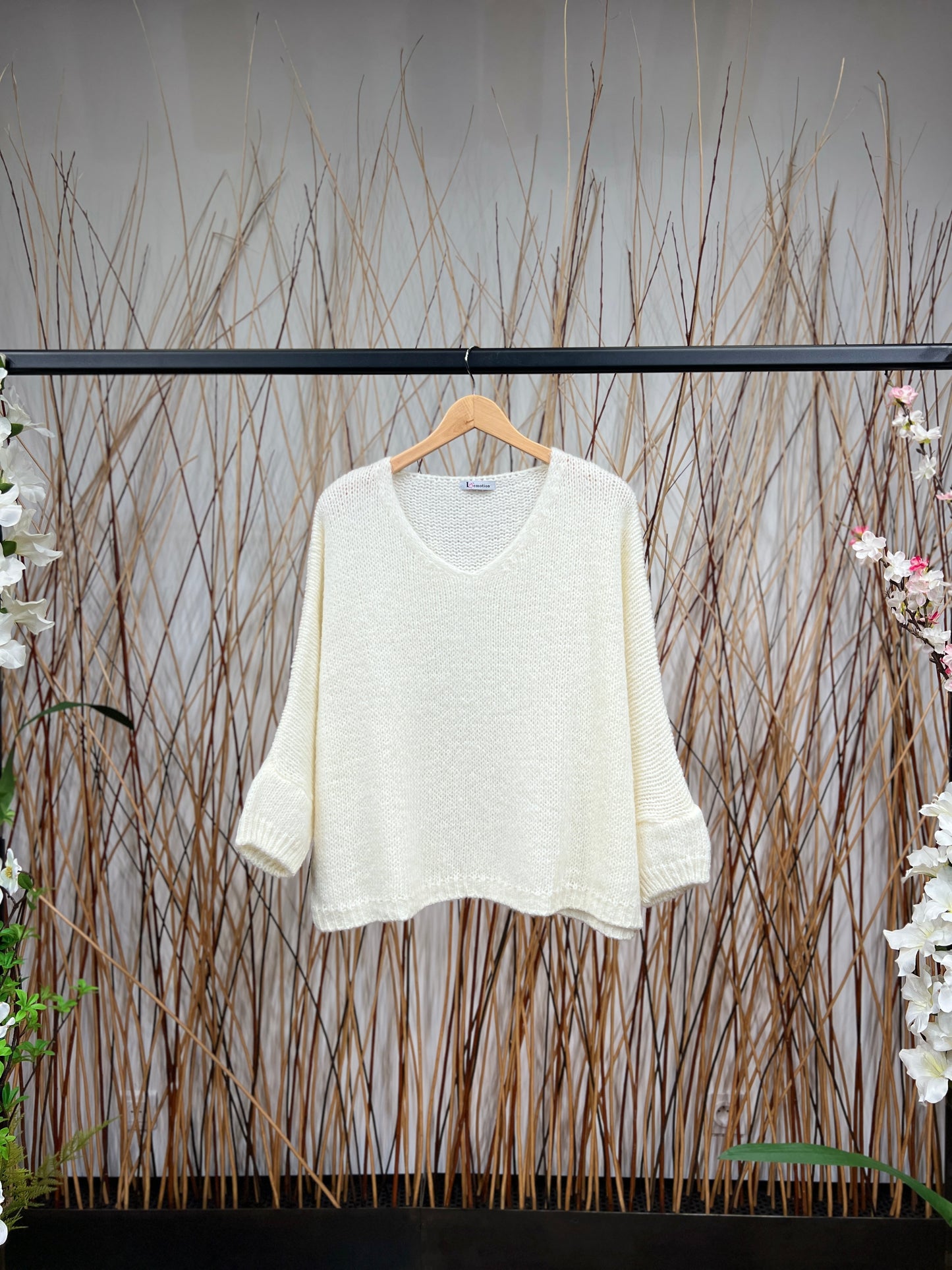 30% Mohair Ribbed Long Sleeve Wide Knit Sweater