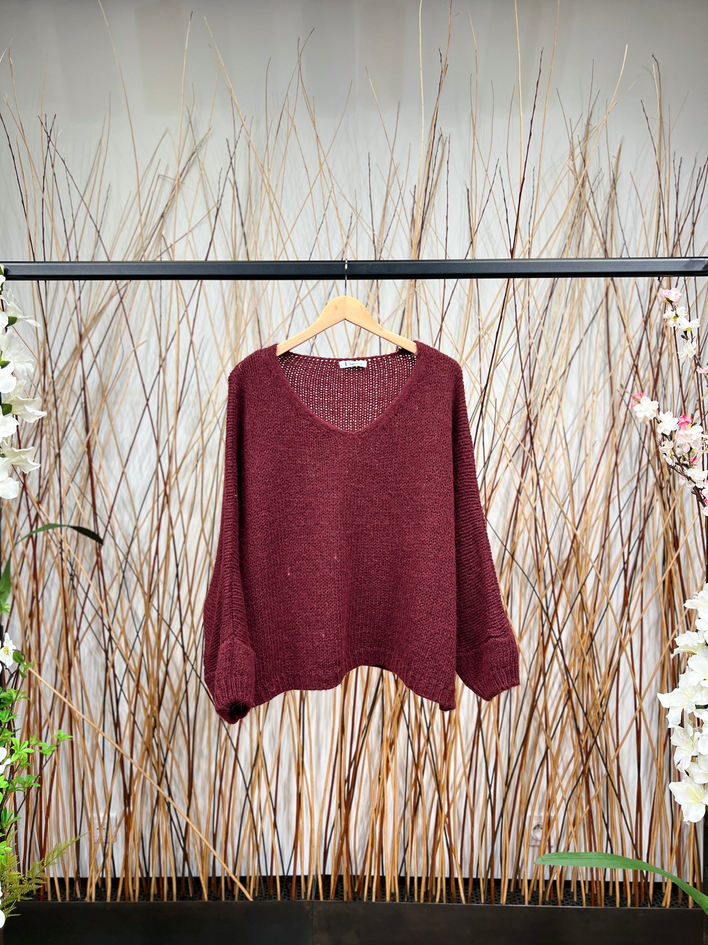 30% Mohair Ribbed Long Sleeve Wide Knit Sweater