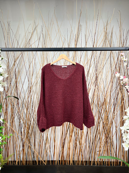 30% Mohair Ribbed Long Sleeve Wide Knit Sweater