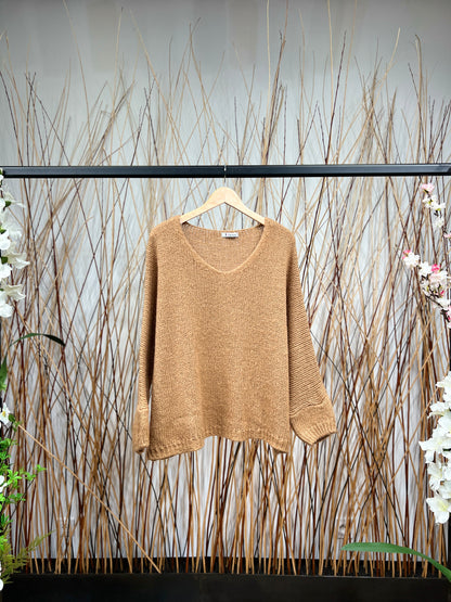 30% Mohair Ribbed Long Sleeve Wide Knit Sweater