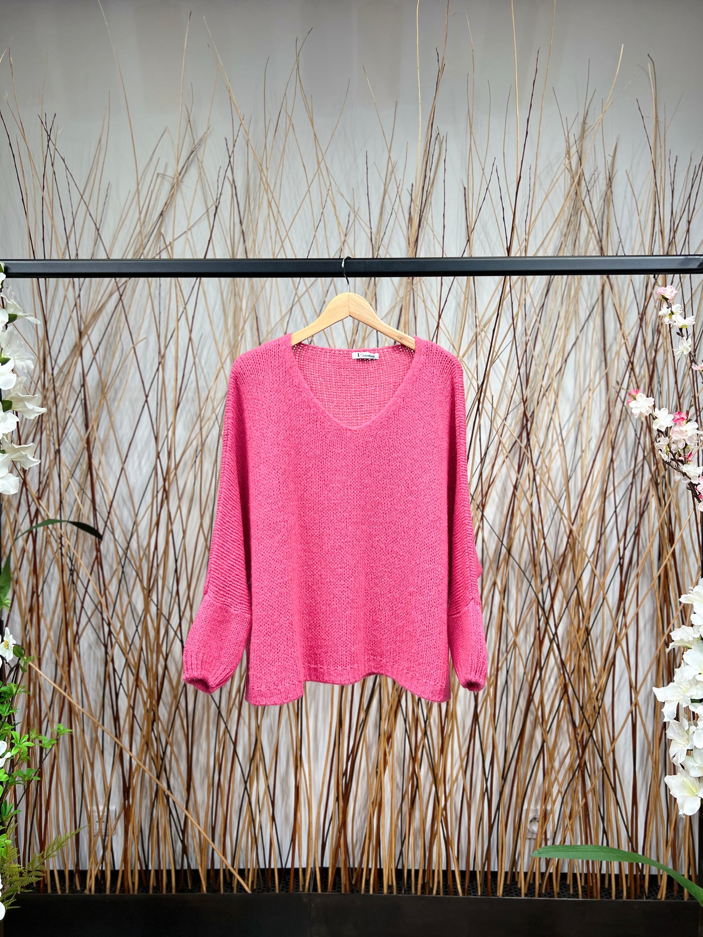 30% Mohair Ribbed Long Sleeve Wide Knit Sweater