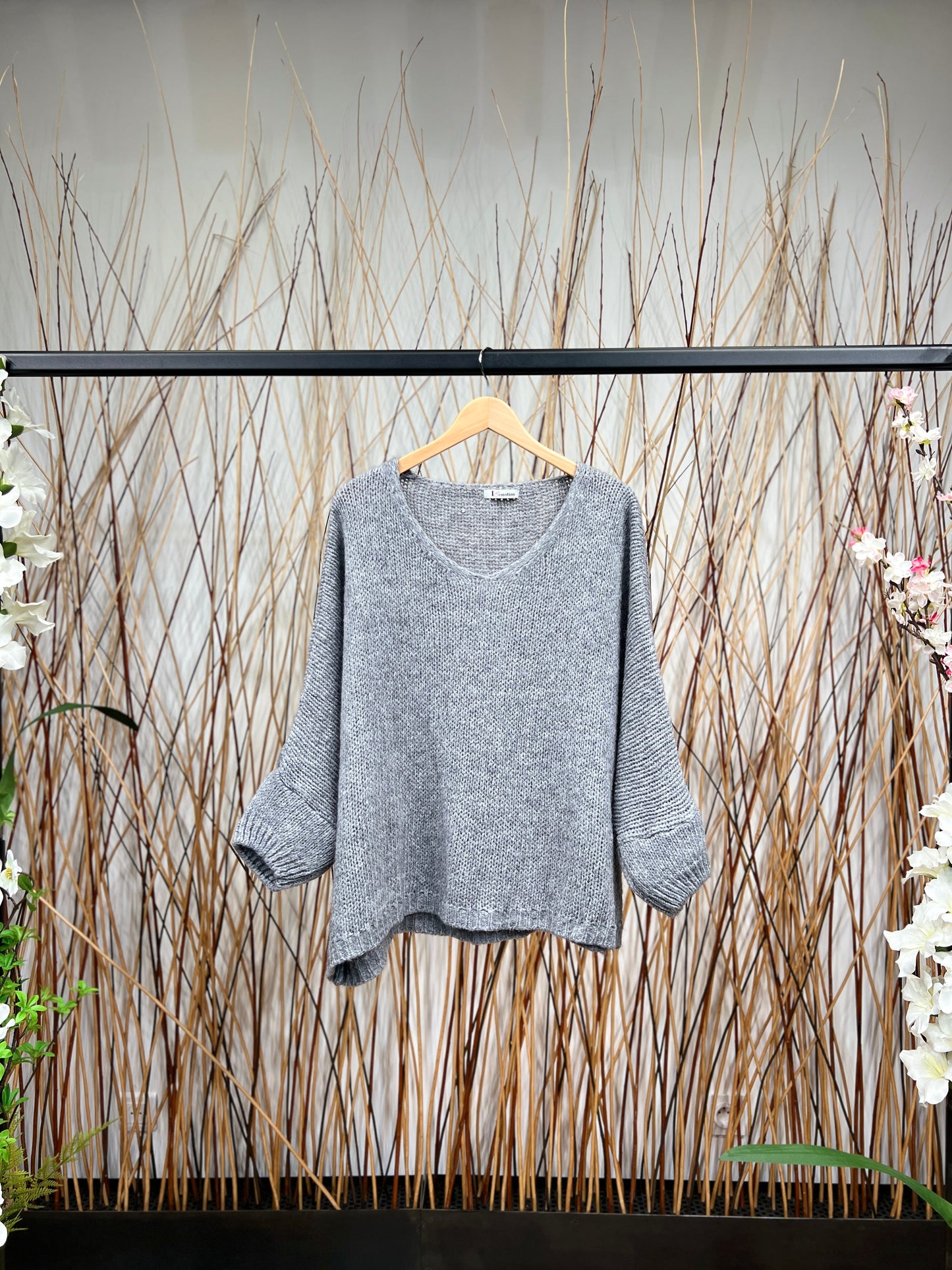 30% Mohair Ribbed Long Sleeve Wide Knit Sweater
