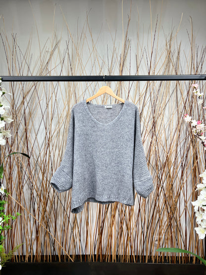 30% Mohair Ribbed Long Sleeve Wide Knit Sweater