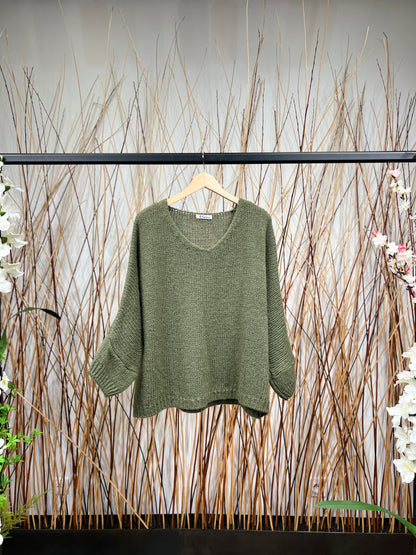 30% Mohair Ribbed Long Sleeve Wide Knit Sweater
