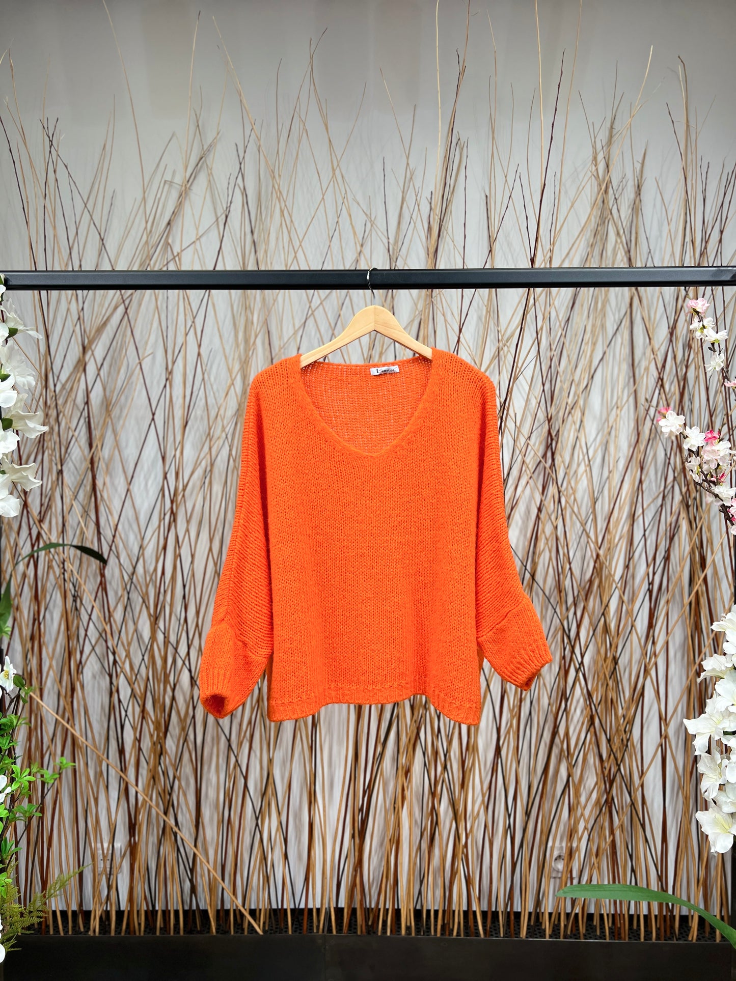 Pull Maille Large Manche Longue Côtelé Mohair 30%