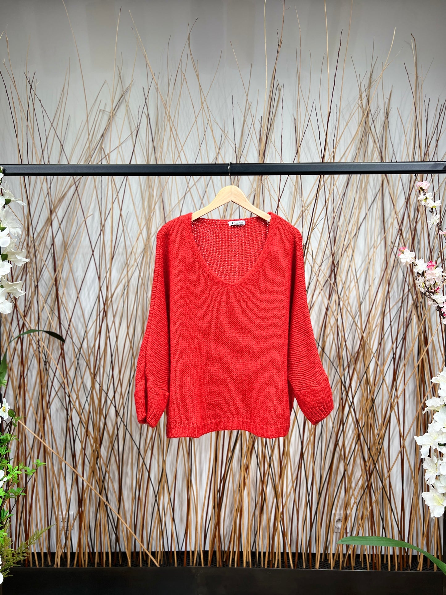 Pull Maille Large Manche Longue Côtelé Mohair 30%