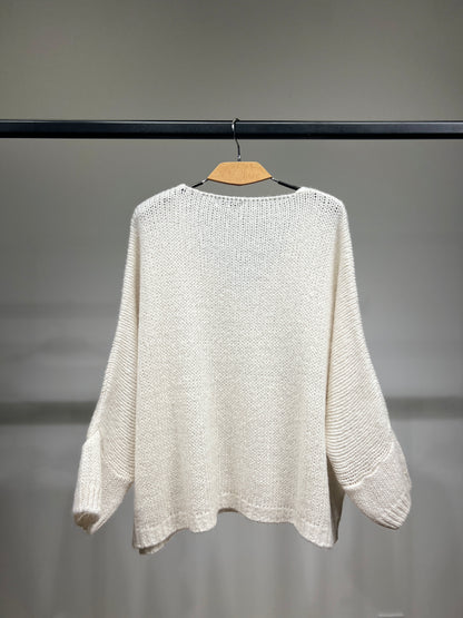 Pull Maille Large Manche Longue Lurex 60% Mohair/Virgin Wool