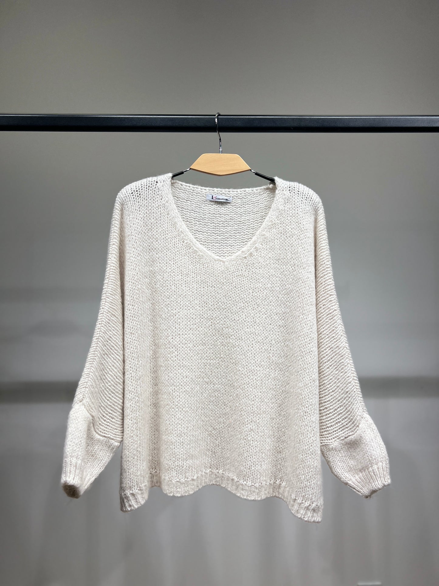 Pull Maille Large Manche Longue Lurex 60% Mohair/Virgin Wool