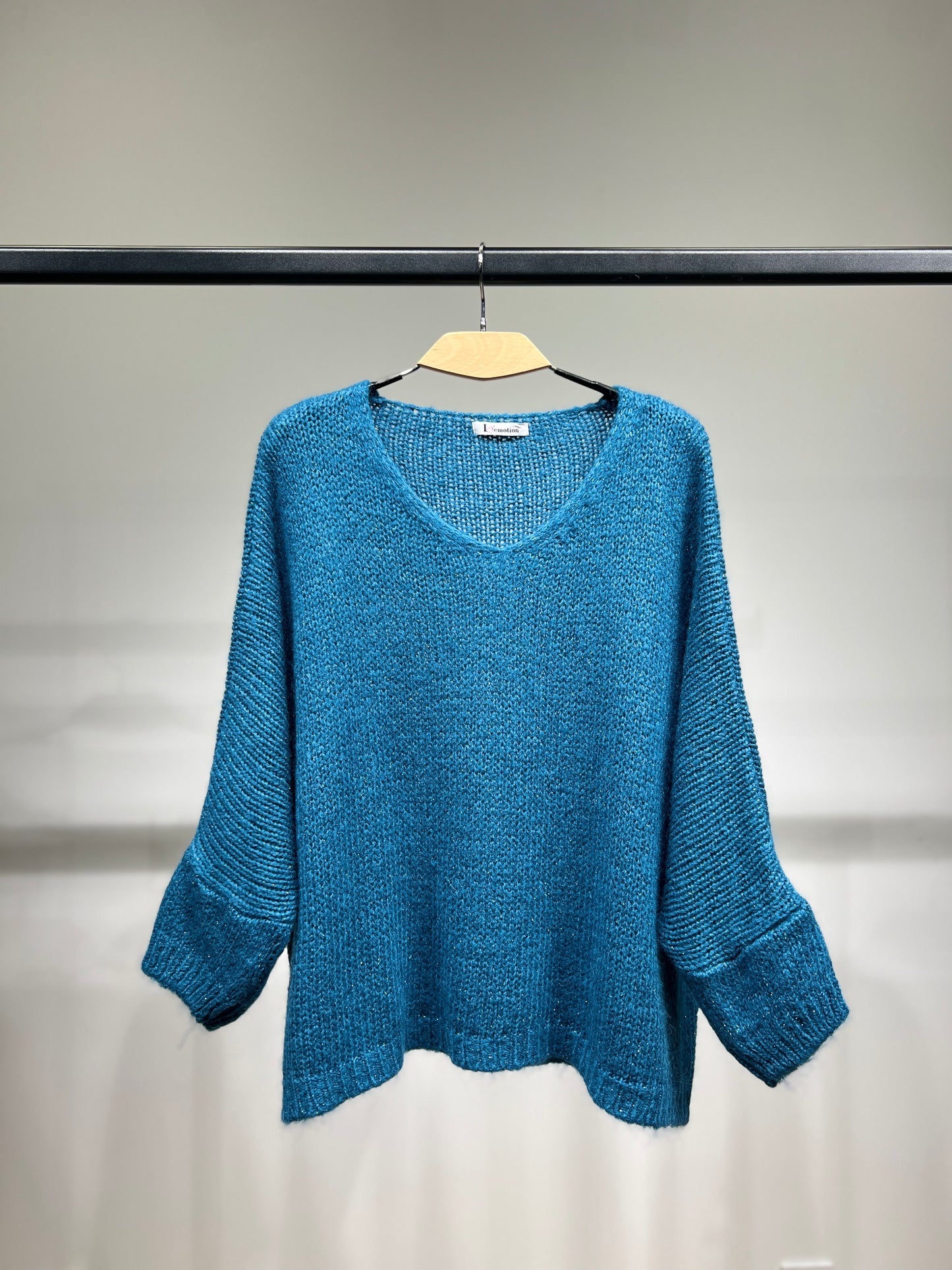 Pull Maille Large Manche Longue Lurex 60% Mohair/Virgin Wool