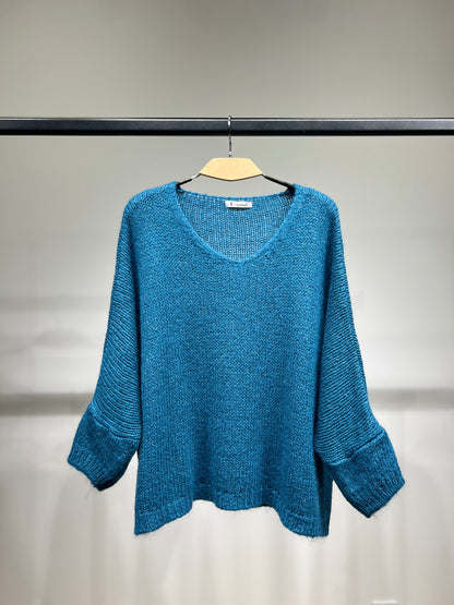 Pull Maille Large Manche Longue Lurex 60% Mohair/Virgin Wool