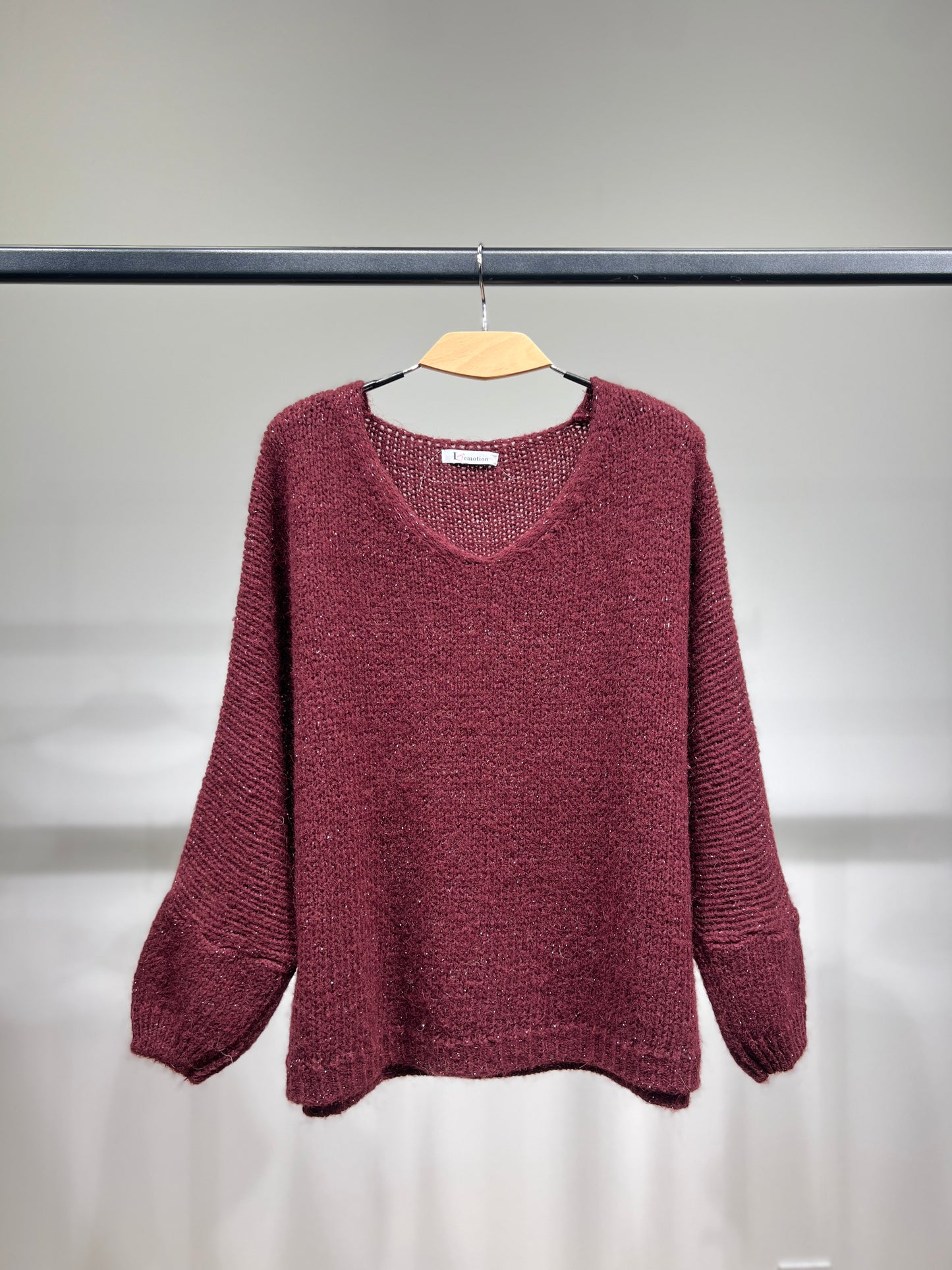 Pull Maille Large Manche Longue Lurex 60% Mohair/Virgin Wool