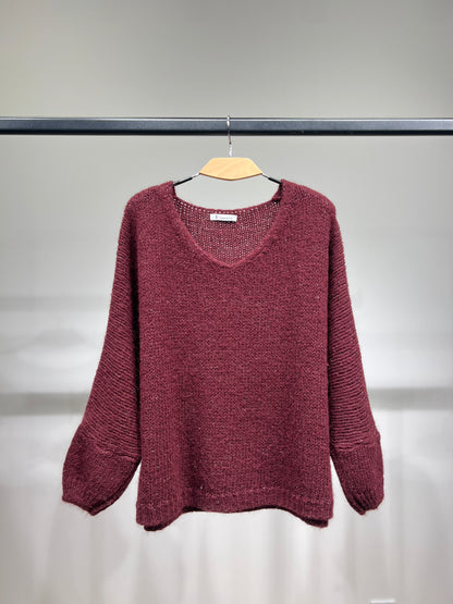 Pull Maille Large Manche Longue Lurex 60% Mohair/Virgin Wool