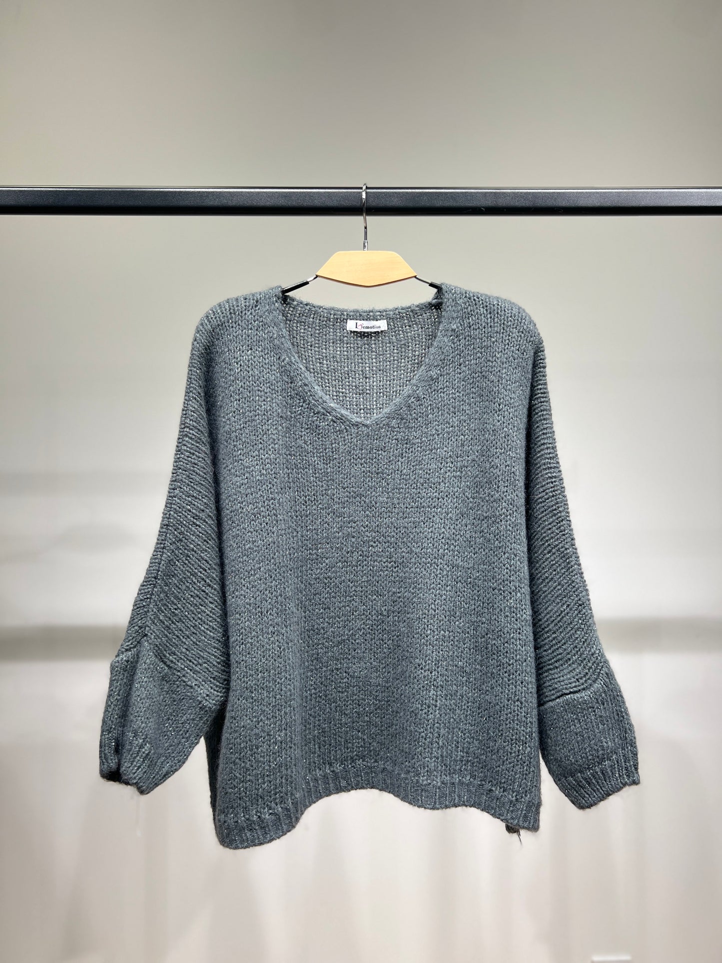 Pull Maille Large Manche Longue Lurex 60% Mohair/Virgin Wool