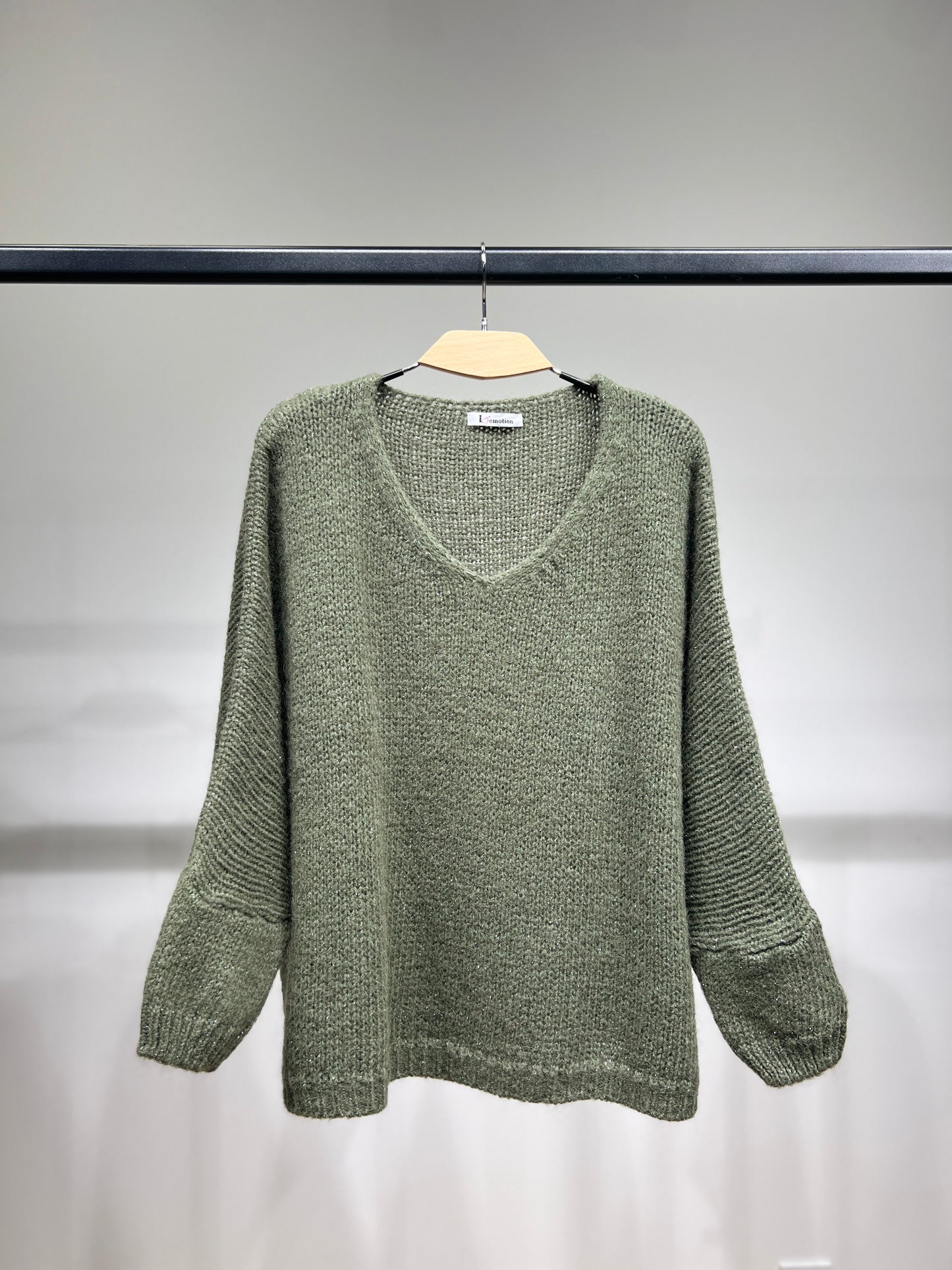 Pull Maille Large Manche Longue Lurex 60% Mohair/Virgin Wool