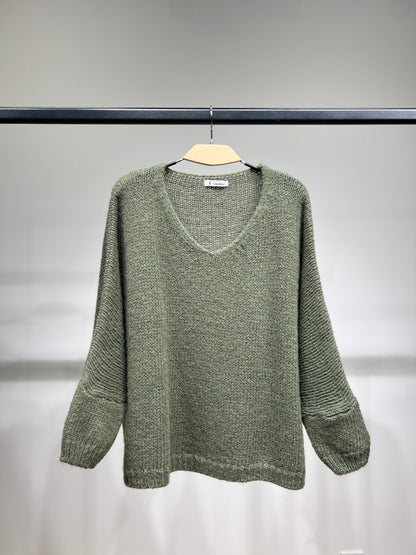 Pull Maille Large Manche Longue Lurex 60% Mohair/Virgin Wool