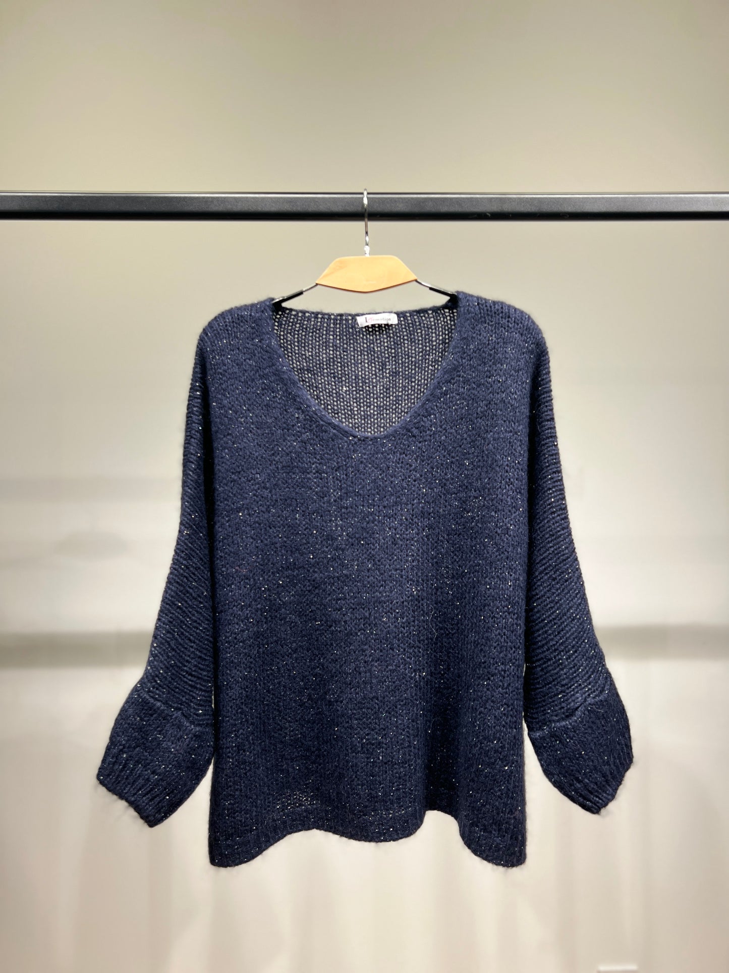 Pull Maille Large Manche Longue Lurex 60% Mohair/Virgin Wool