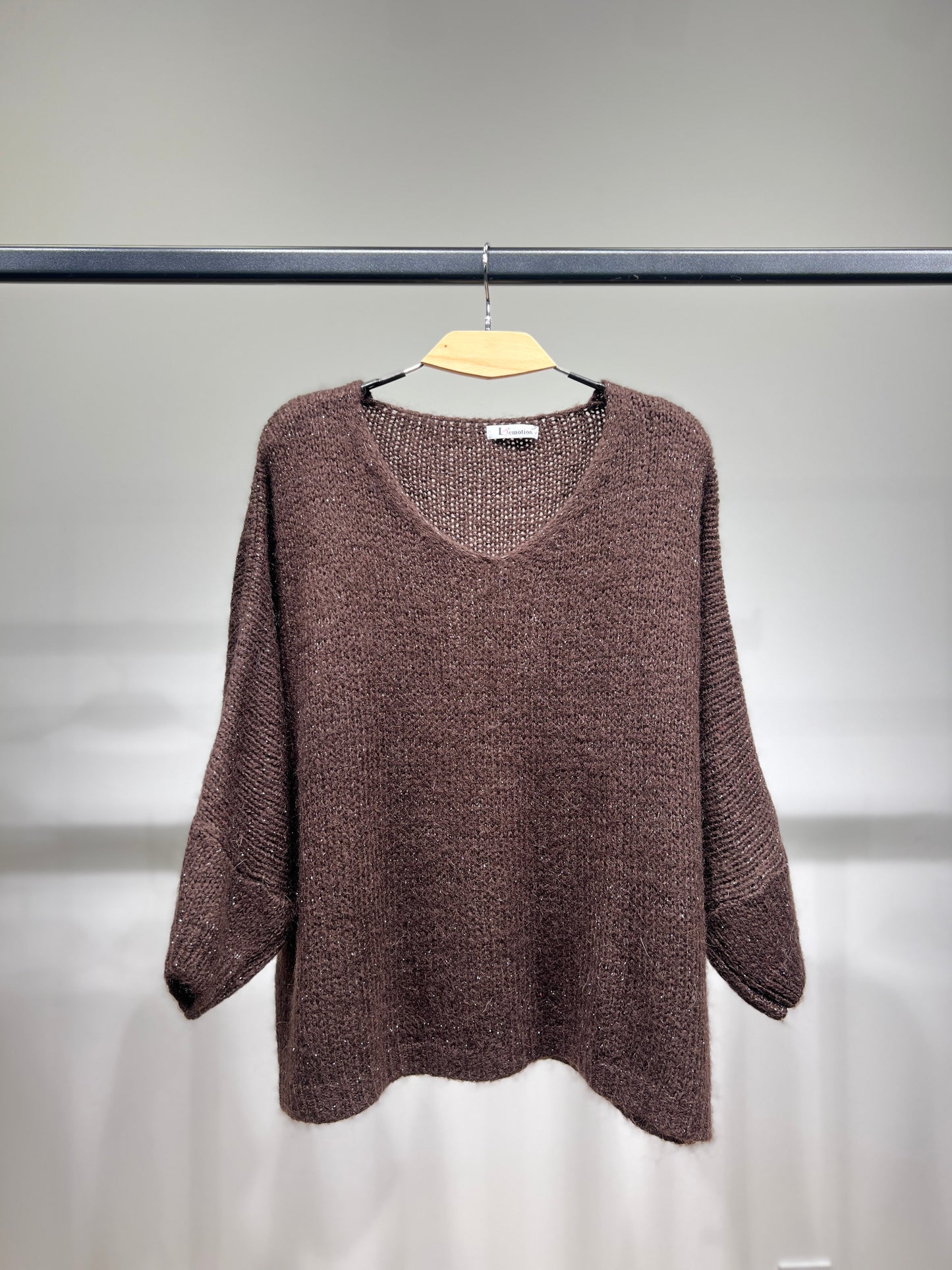 Pull Maille Large Manche Longue Lurex 60% Mohair/Virgin Wool