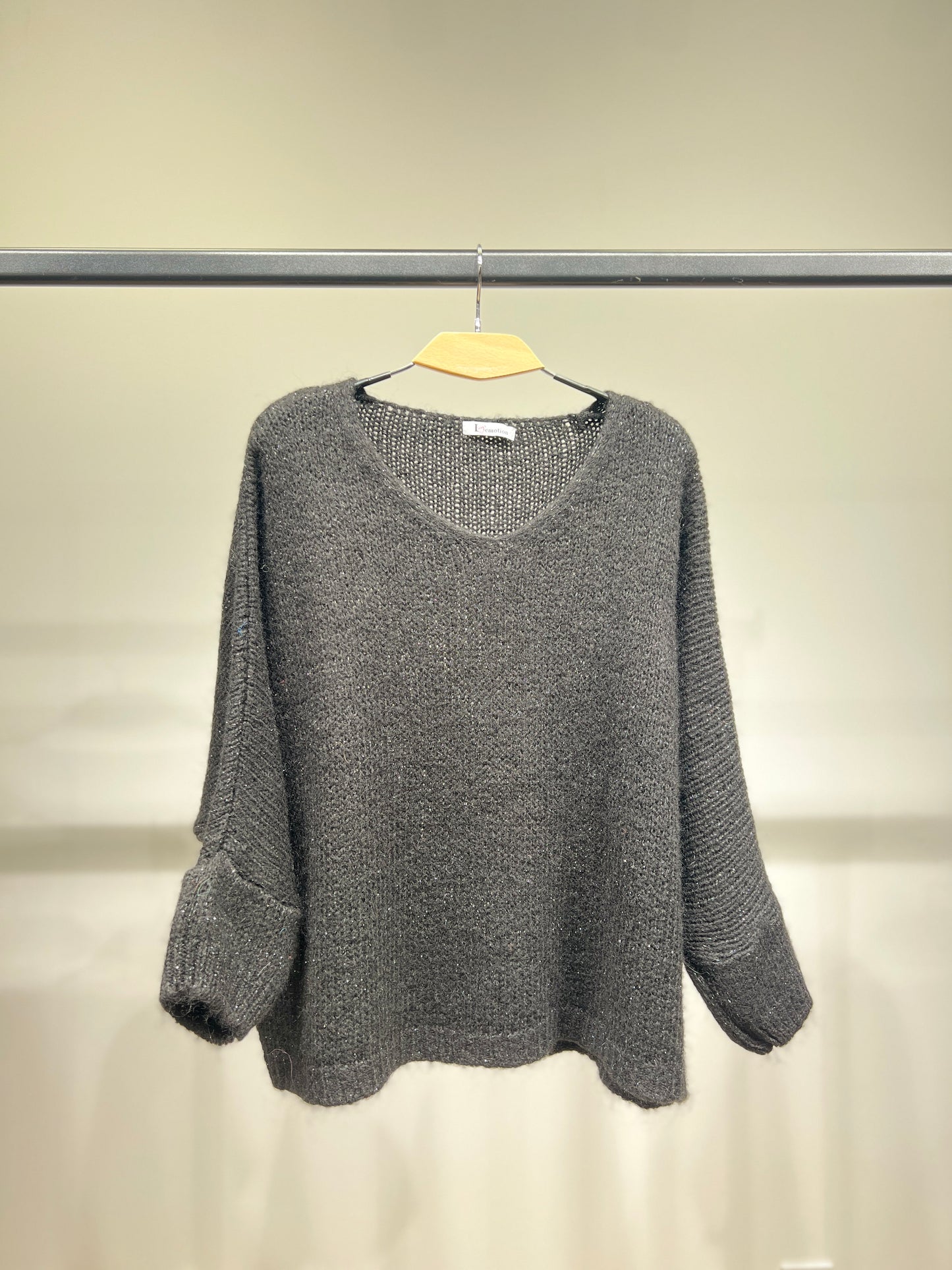 Pull Maille Large Manche Longue Lurex 60% Mohair/Virgin Wool