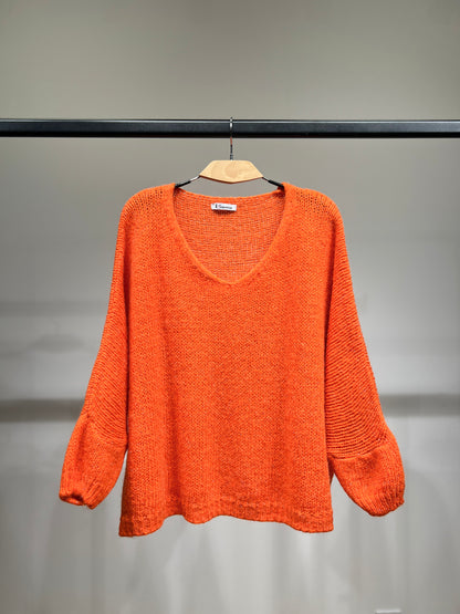 Pull Maille Large Manche Longue Lurex 60% Mohair/Virgin Wool