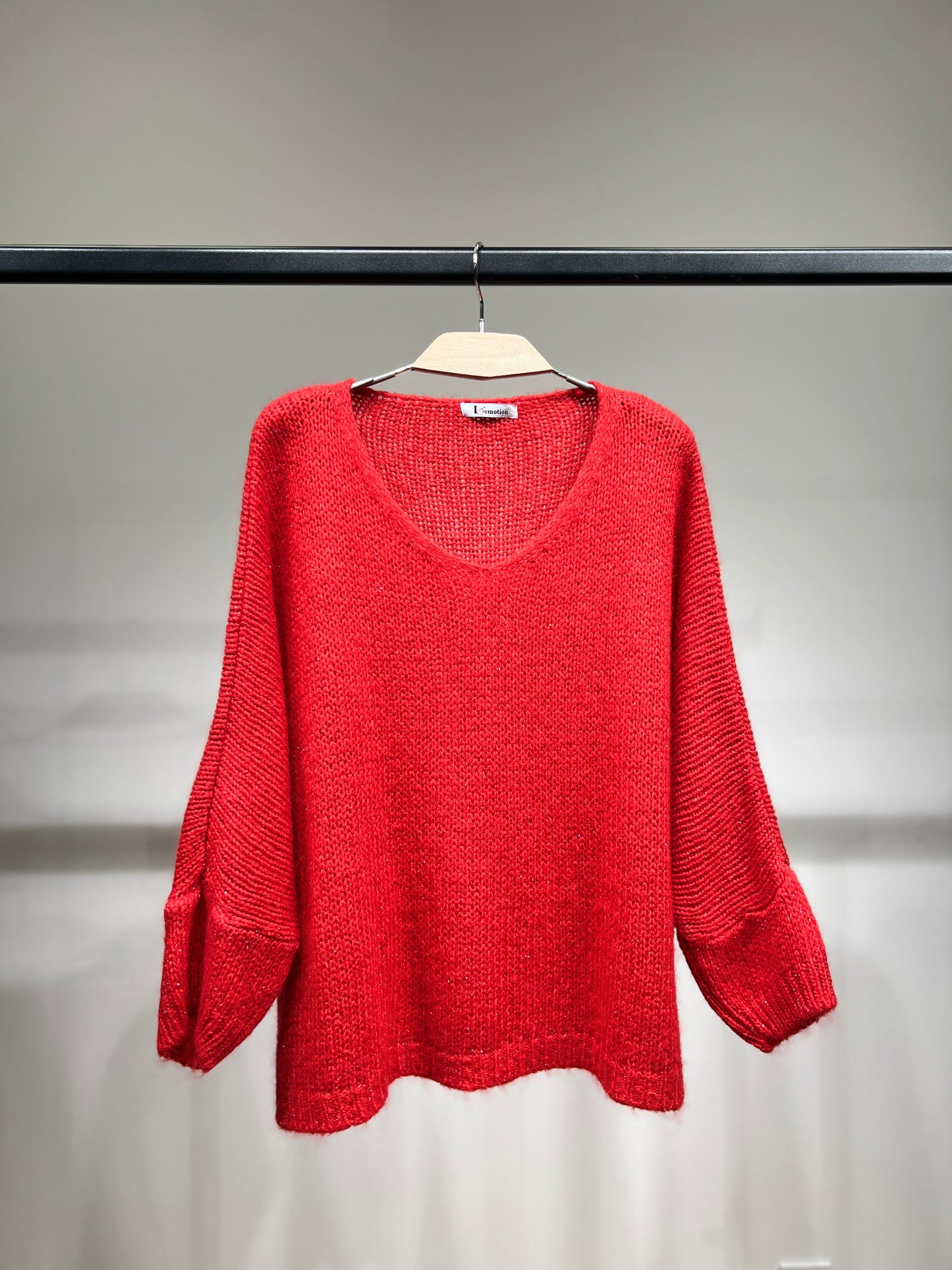 Pull Maille Large Manche Longue Lurex 60% Mohair/Virgin Wool