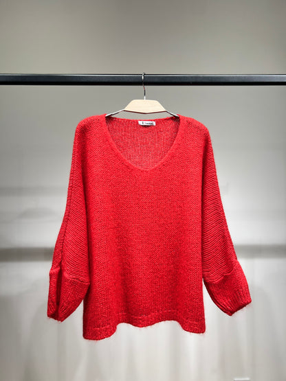 Pull Maille Large Manche Longue Lurex 60% Mohair/Virgin Wool