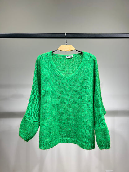 Pull Maille Large Manche Longue Lurex 60% Mohair/Virgin Wool