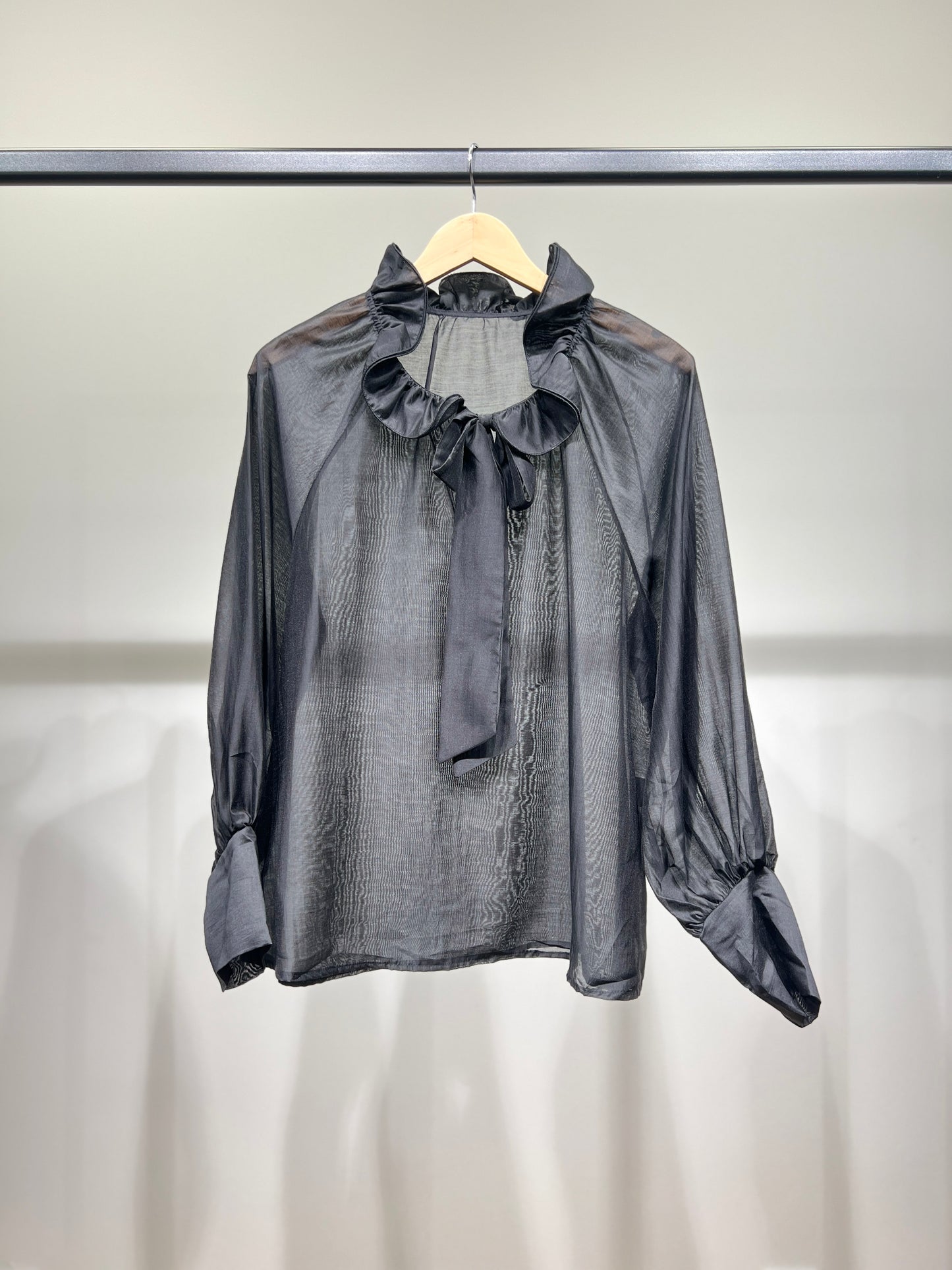 Chemisier Col Lavallière à Volants Léger En Tencel Polyester