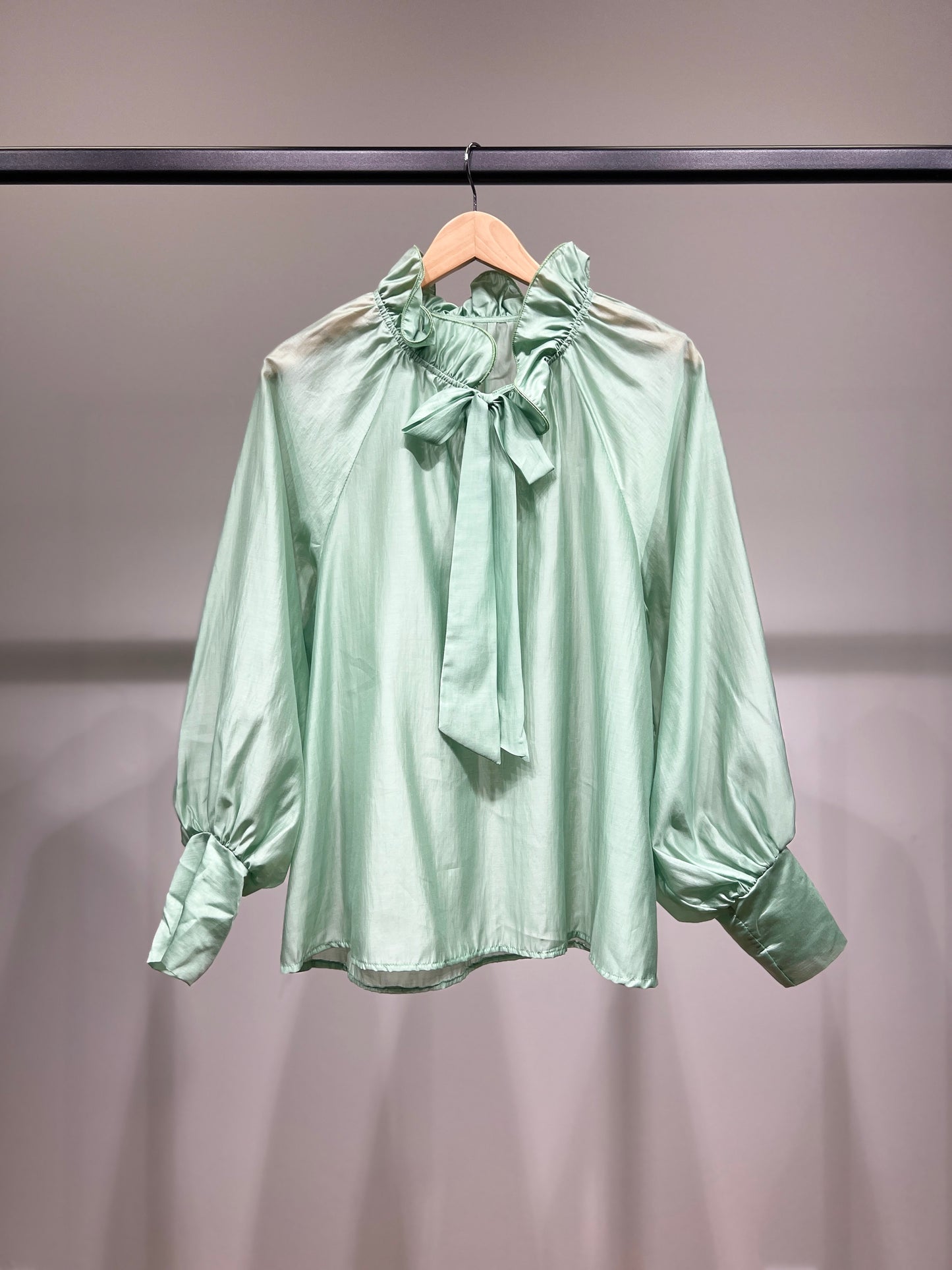 Chemisier Col Lavallière à Volants Léger En Tencel Polyester